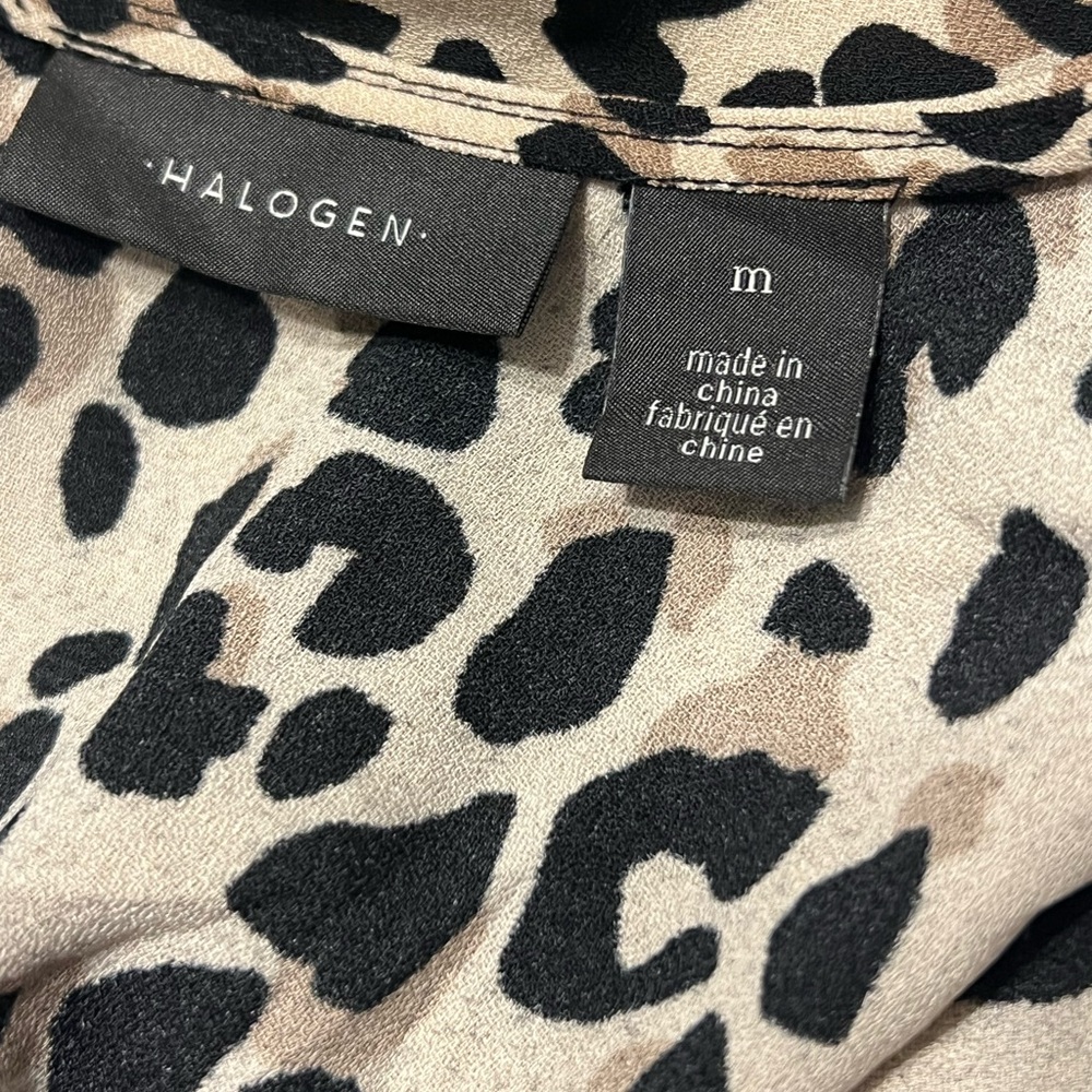 Halogen Leopard Print Dress M Beige Black - Picture 5 of 6